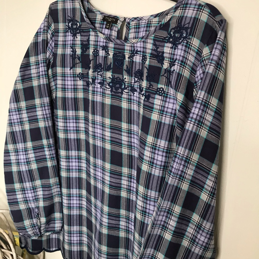 Talbots Blue Plaid Blouse.  Size 1X